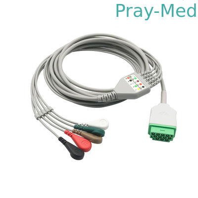 kopen Medische herbruikbare GE Marqutte Holter Recorder geïntegreerde 5 Leadwires ECG kabel met Snap online vervaardiging