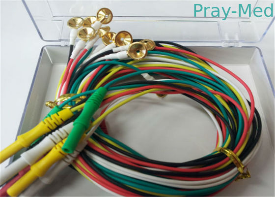 1.5m TPU EEGkabels met Elektroden 2.0mm van het Gouden Platerenkoper Schakelaar