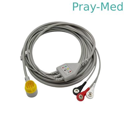 Lifegain CU-HD1 12Pin One Piece ECG kabel 3 leidingen AHA Snap