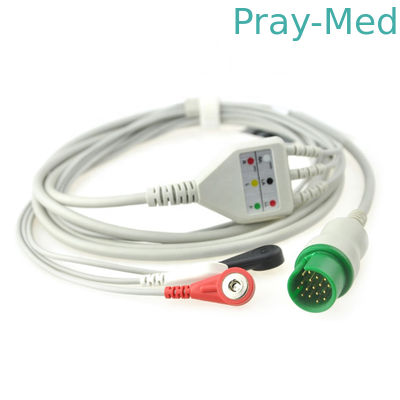 4.0mm de Kabel van Diameterspacelabs Ecg, de Kabel van 3/5Lead 17pin Ecg met Looddraad