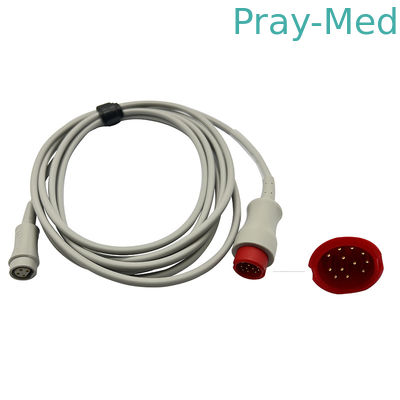 Mindray 12pin aan de Adapterkabel 3m van 4pin IBP de Jasjes van Grey Latex Free TPU