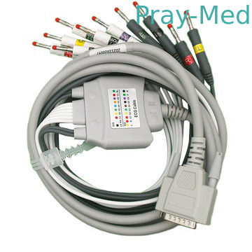 Zoncare 10 de Kabel Grey With Banana 4.0mm van het Loodelectrocardiogram de Schakelaar van OB 36pin