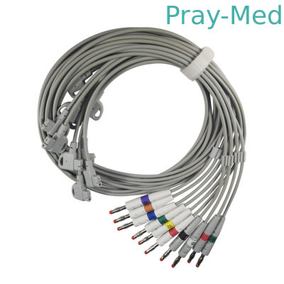Banaan 4,0 Kabel 10 Looddraden 3.6m van het Schakelaarelectrocardiogram Grijs TPU-Jasje