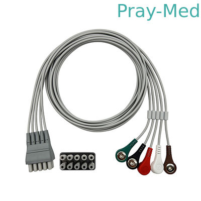Het Welsh Lood van Allyn ECG plaatste Draad 5 Onverwachte Grijze TPU Tweelingpin connector 9293-059-50